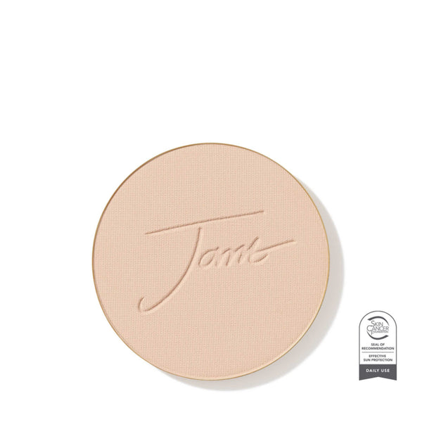 Round beige compact with 'Jane' branding on a white background