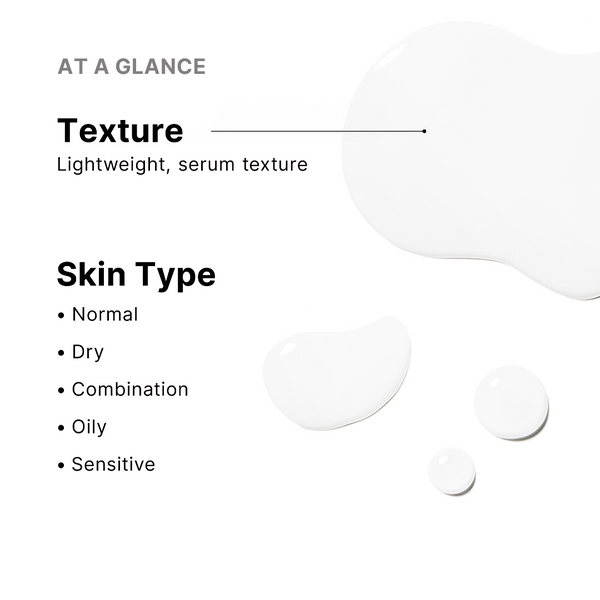 Product packaging with texture and skin type information on a white background