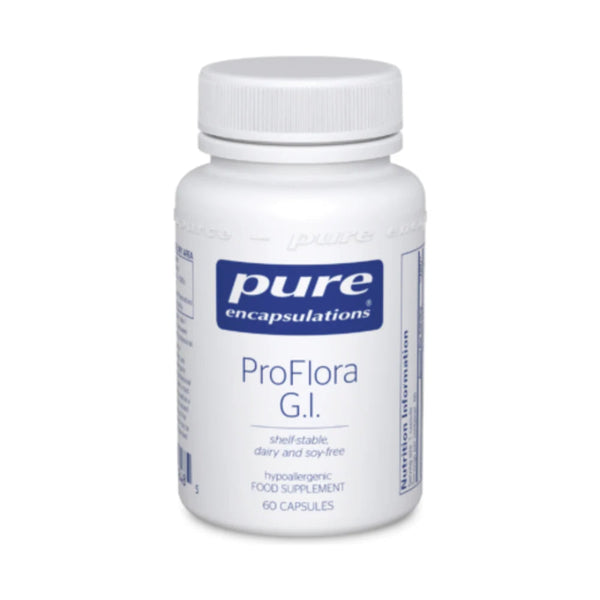 A white plastic bottle of Pure Encapsulations ProFlora G.I.