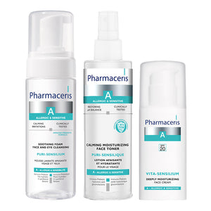 Three Pharmaceris skincare products on a white background
