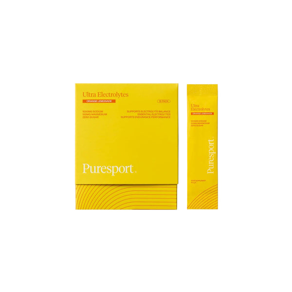 Two yellow boxes of Puresport Ultra Electrolytes on a white background