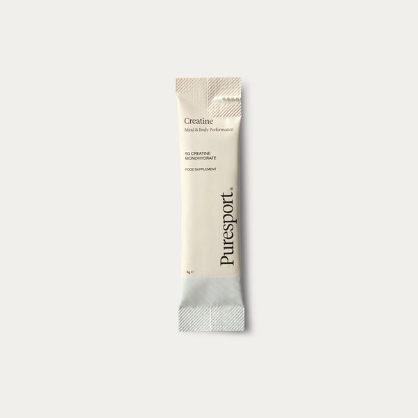 A sachet of Puresport Creatine Monohydrate, for mind and body performance. 