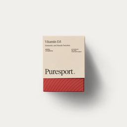 Vitamin D3 + K2  box by Puresport for supporting immunity and muscle function. 