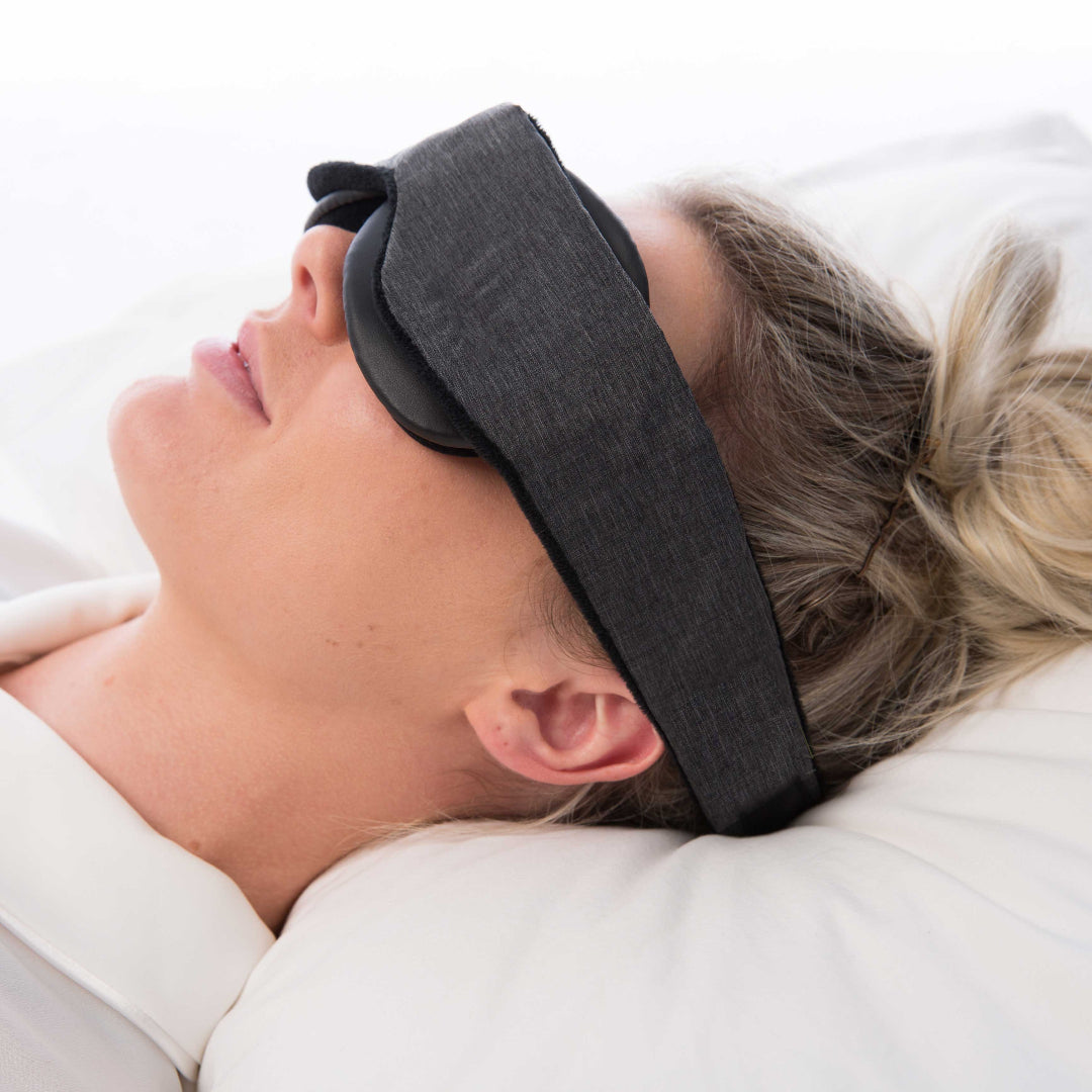 Woman Wearing Classic Blackout Sleep Mask