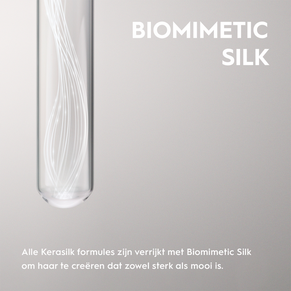 Biomimetic Silk product with text on a gray background