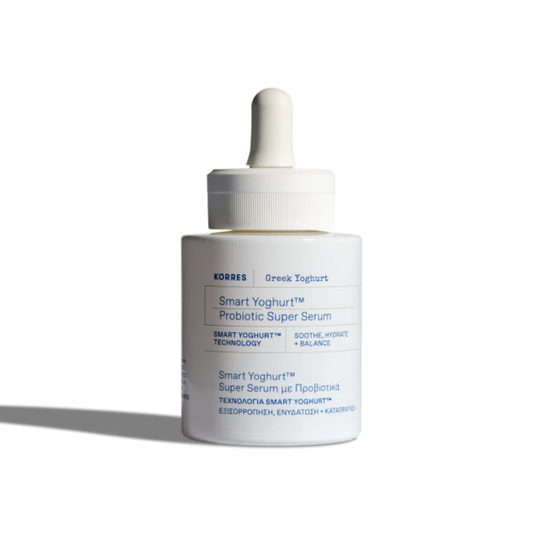 Korres Smart Yoghurt Probiotic Super Serum bottle on a white background
