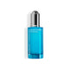 Blue skincare serum bottle with silver cap on a white background