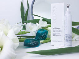 Teoxane (Teosyal) Cosmeceuticals Advanced Filler Eyes Contour on a bed of flowers
