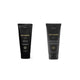 Two black squeeze tubes of Three Warriors haircare products, 'Harsh Acid Peel' and 'Hair Growth Serum', standing upright on a plain white background.
