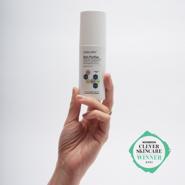 Clinisoothe+ Skin Purifier Spray Bottle held in a hand