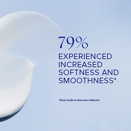 Skincare product with text on a light blue background