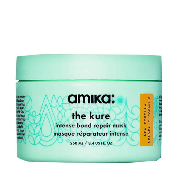 Amika the kure intense bond repair mask jar on a white background