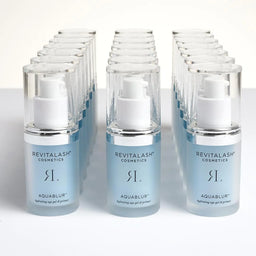 three rows of Revitalash Aquablur Hydrating Eye Gel and Primer