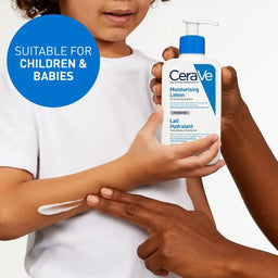 CeraVe Moisturising Lotion 473ml being applied to a child's arm