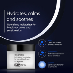 hydrates, calms and soothes. Nourishing moisturiser for beakout prone and sensitive skin