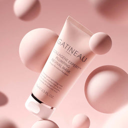 A tube of Gatineau Collagene Expert Plumping Revival Mask with bubbles around it