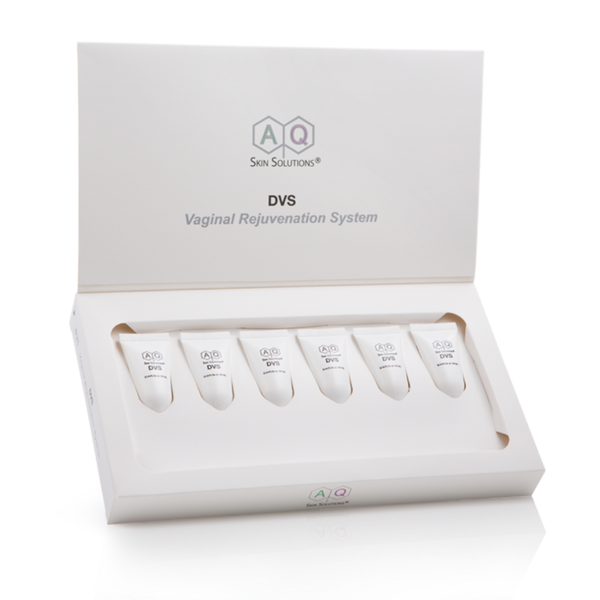 6 Tubes inside the official AQ Skin Solutions GF Vaginal Rejuvenation System box