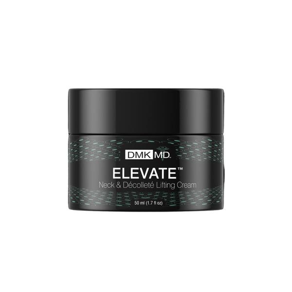 DMK MD Elevate neck and décolleté lifting cream jar on a white background