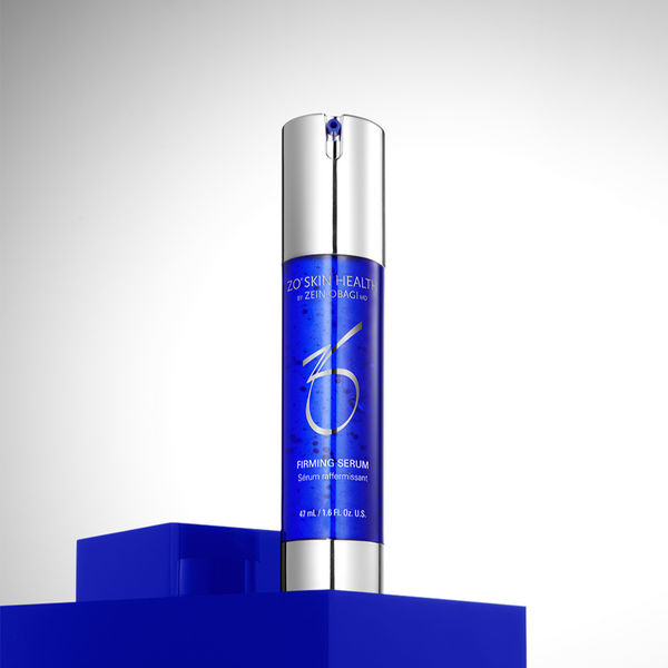 Blue ZO Skin Health Firming Serum tube on blue step