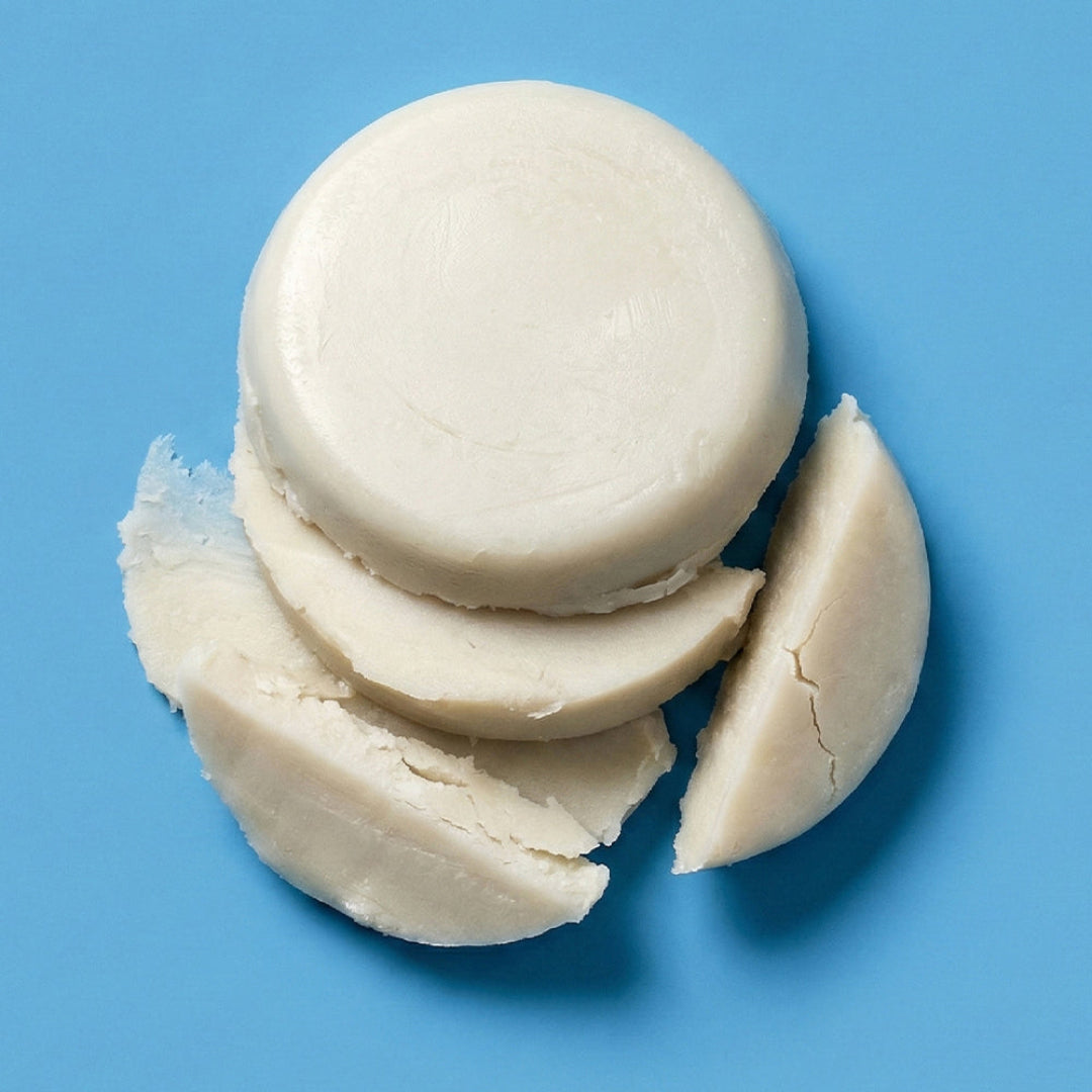 Stack of white macaron cookies on a blue background