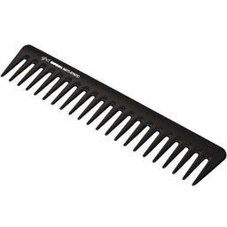 Black comb with 'ghd' branding on a white background