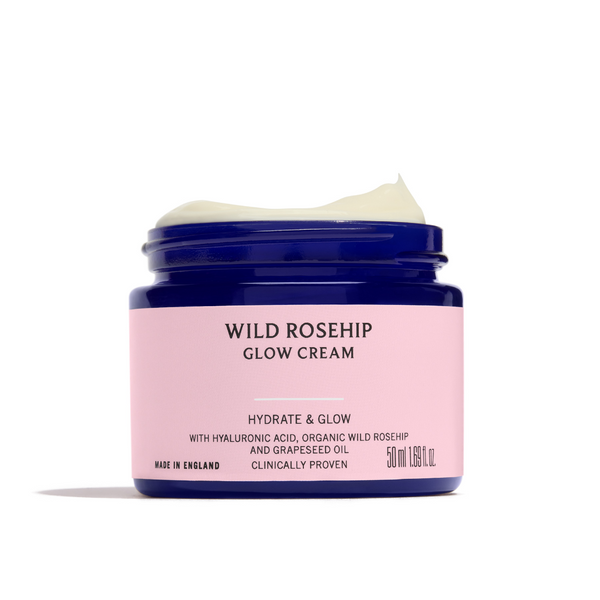 Jar of Wild Rosehip Glow Cream on a white background