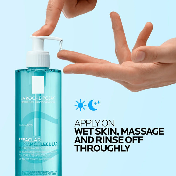 La Roche-Posay Effaclar Supramolecular Face Jelly Cleanser for Oily Skin & Visible Pores, with Salicylic Acid & Niacinamide 400ml