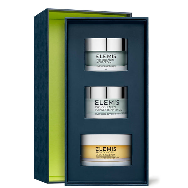 ELEMIS skincare product set in a box with three jars.