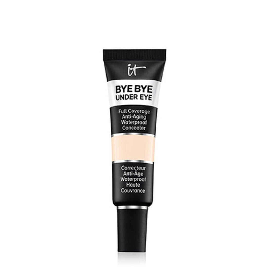 Concealer tube labeled 'Bye Bye Under Eye' on a white background