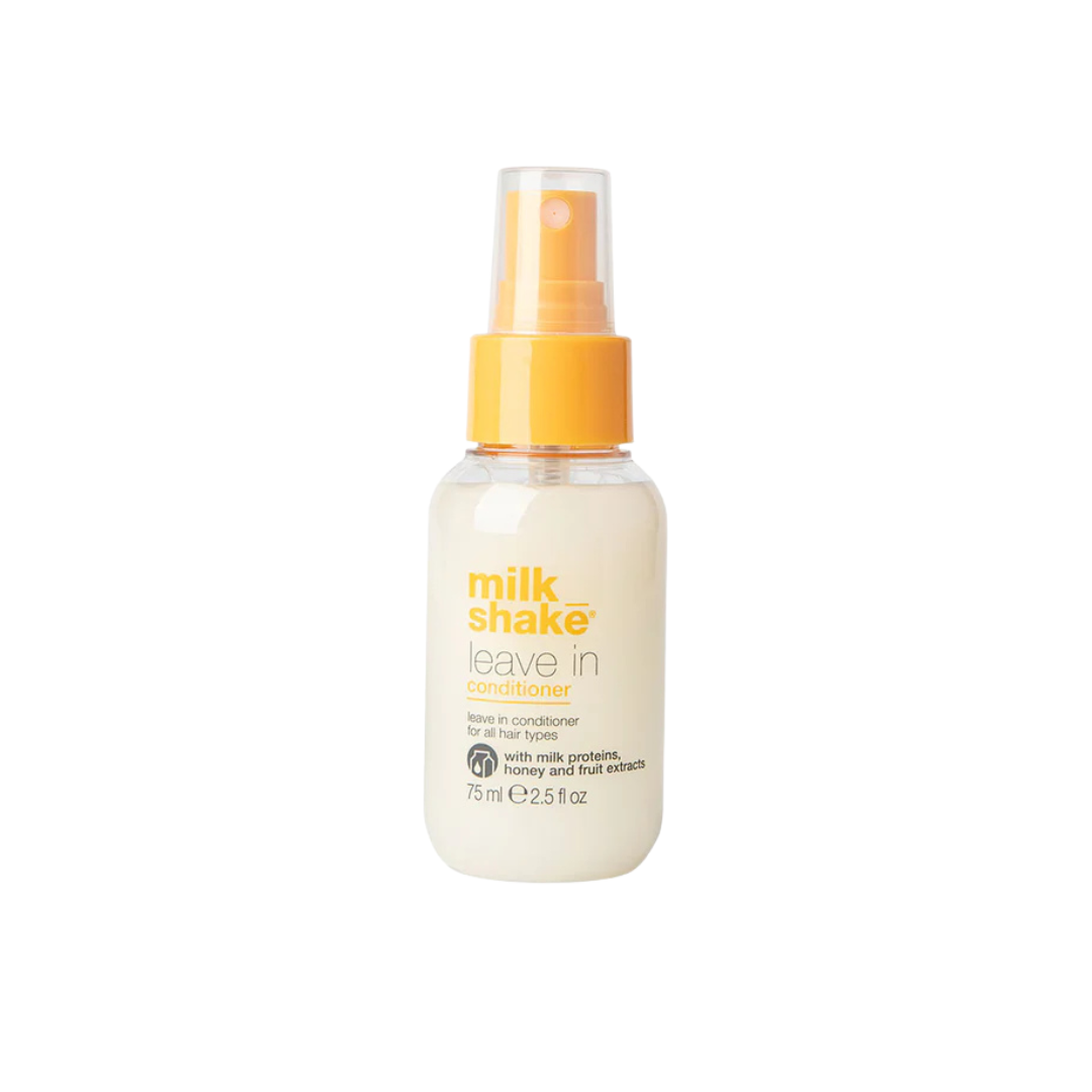 Milk Shake leave-in conditioner bottle with yellow cap on a white background