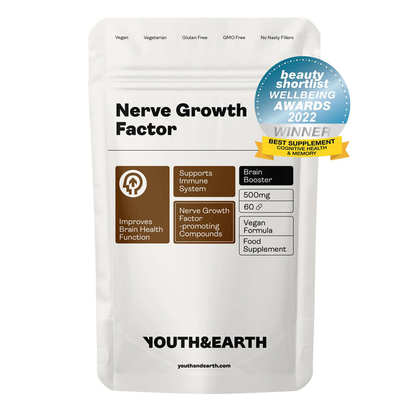 Youth & Earth Lion's Mane+ Nerve Growth Factor 500mg 60 Capsules