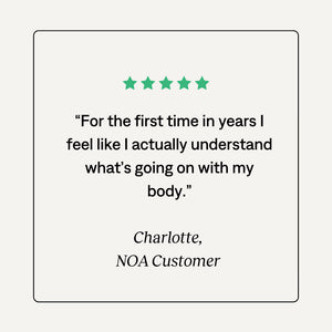 Five-star review from a NOA Customer on a white background