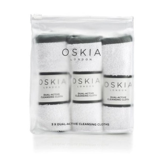 OSKIA 3 X Dual Active Cleansing Cloths 100% Cotton Cloth