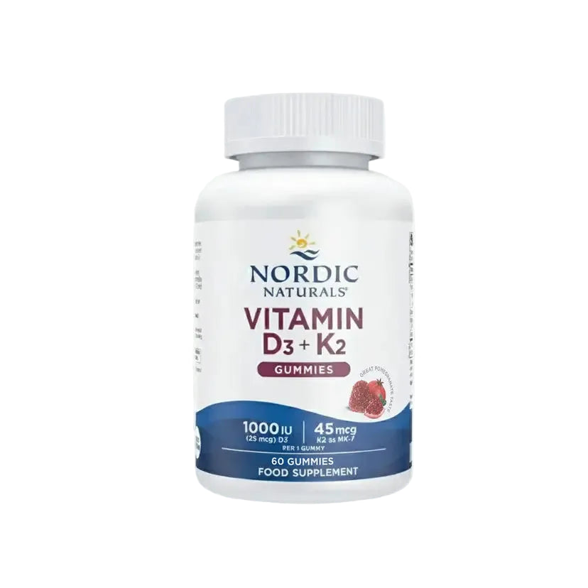 Nordic Naturals Vitamin D3+K2 Gummies, Pomegranate 60 Gummies