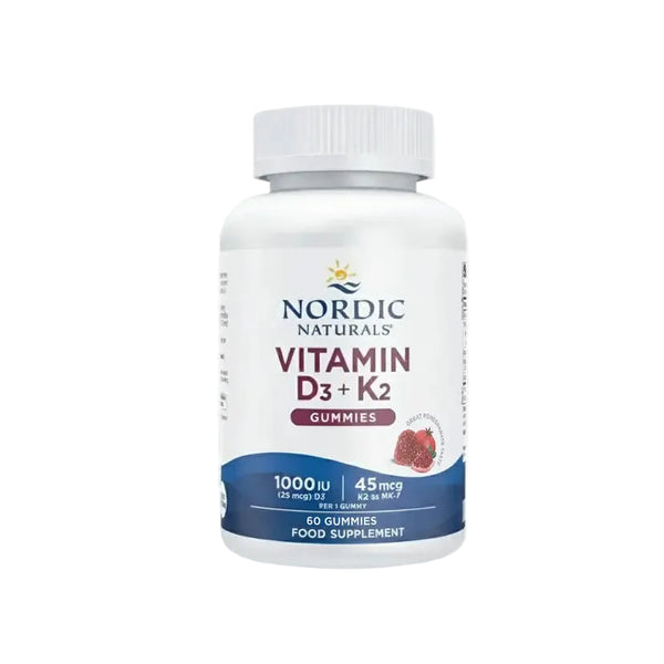 Nordic Naturals Vitamin D3+K2 Gummies, Pomegranate 60 Gummies