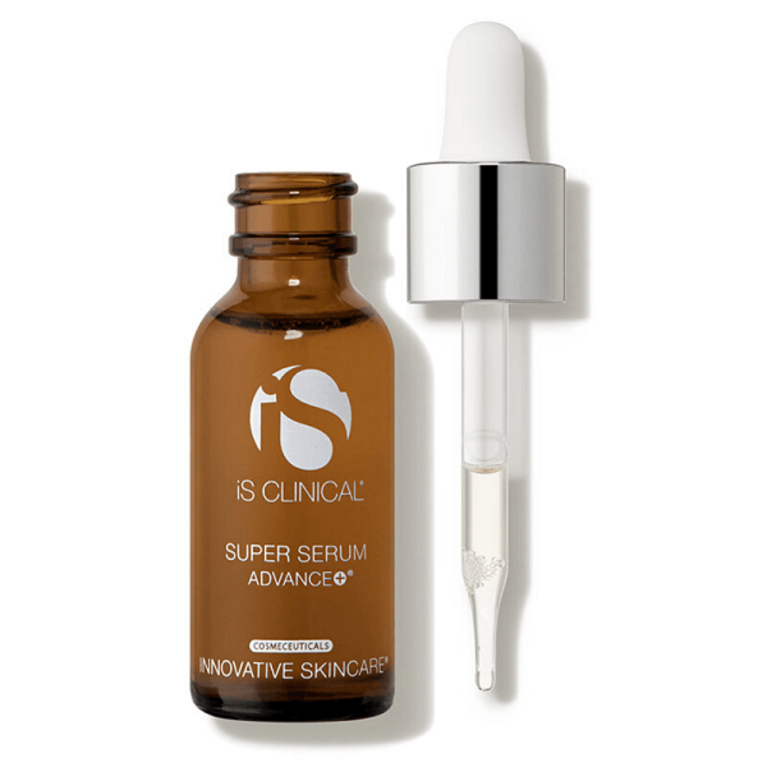 iS Clinical Super Serum Advance+ 15ml vial with the lid placed next to the body