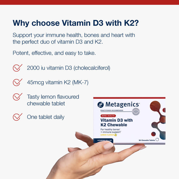 Metagenics Vitamin D3 with K2 Chewable 56 Chewable Tablets