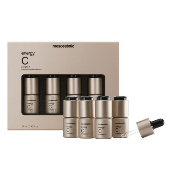 A box containing four vials of mesoestetic Energy C Complex