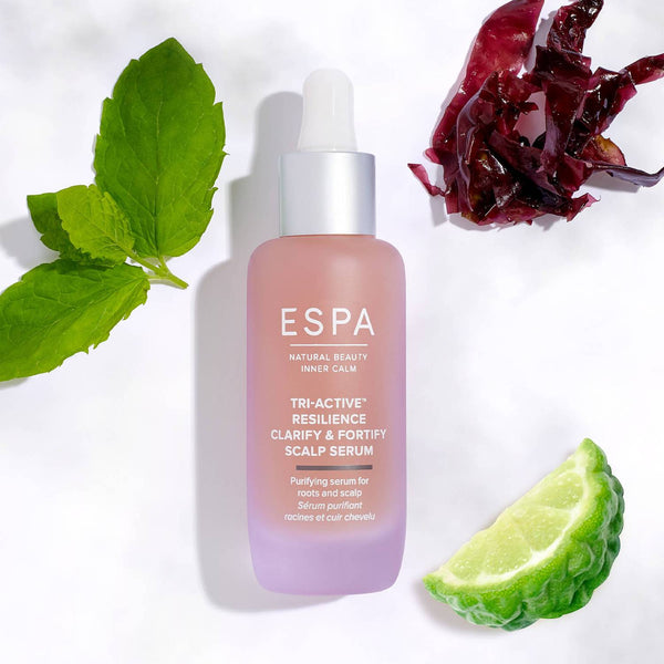 ESPA Tri-Active Resilience Clarify & Fortify Scalp Serum and its natural ingredients 