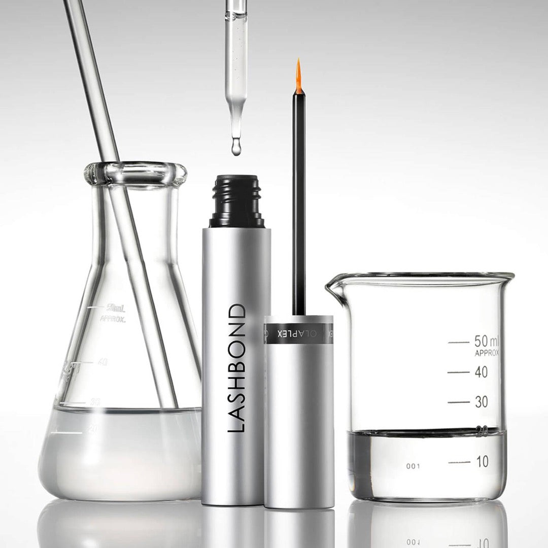 Olaplex LashBond Building Serum next to a science kit