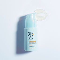 Nip+Fab Glycolic Fix Serum bottle with its contents pouring out of its lid