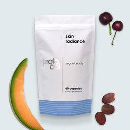 Proto-col Skin Radiance packet surrounded by fruit