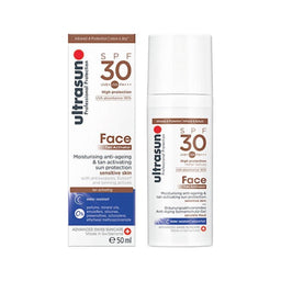 Ultrasun Face Tan Activator SPF 30 - 50ml white bottle and box