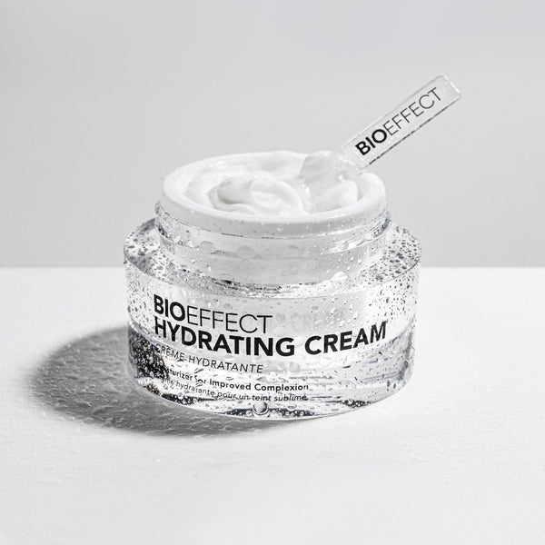BIOEFFECT Hydrating Cream with a scoop sticking out of the tub