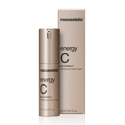 A container of mesoestetic Energy C Eye Contour and its packaging