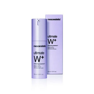 mesoestetic Ultimate W+ Whitening Essence container and packaging