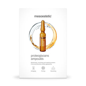 The boxed packaging of mesoestetic Proteoglycans Ampoules