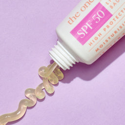 a closeup of Hello Sunday The One For Your Lips SPF50 Lip Balm with its contents poured out