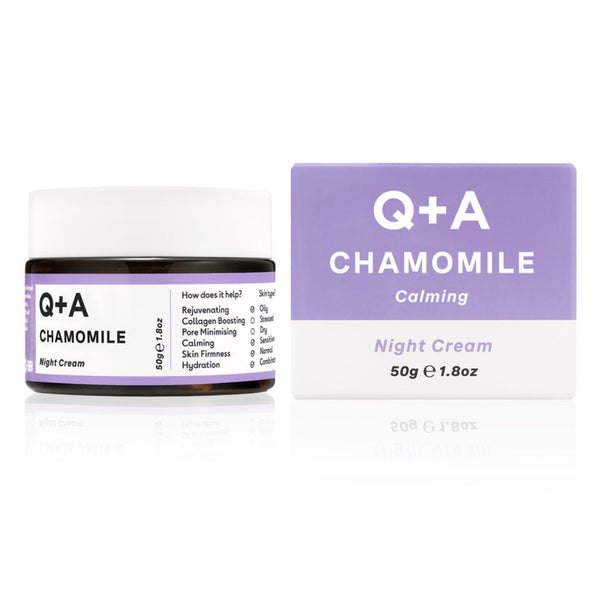 Q+A Chamomile Night Cream and packaging 