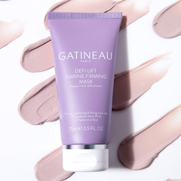 Gatineau DefiLift Firming & Lifting Face Mask tube with the mask spread behind it